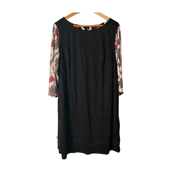 Pre-loved Plus-size Liz Claiborne Pattern Long Sleeve Knee Length Dress Size 1X - Picture 3 of 13